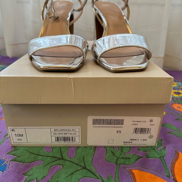 BP Silver High Heel square sandals size 10 Like New in Box - Picture 5 of 7